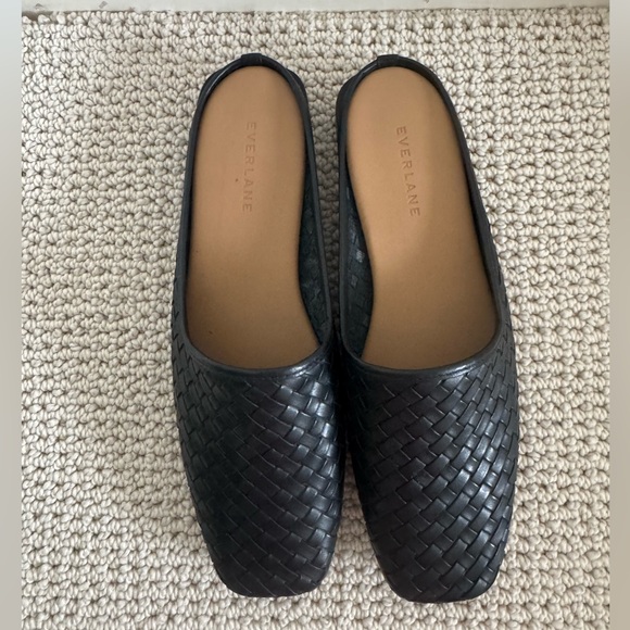 Everlane Woven Day Mule Black Leather - Size 7.5